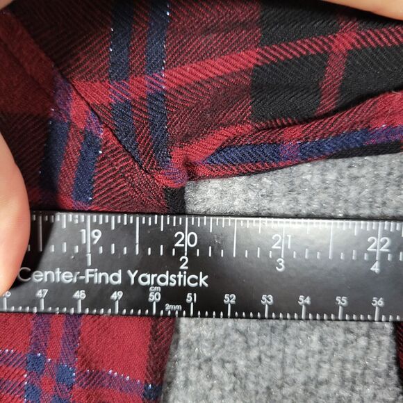 RAILS Hunter Red Plaid Metallic Long Sleeve Collared Button Up Top SIZE MEDIUM - Picture 6 of 10
